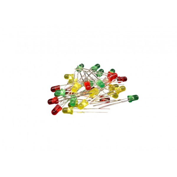 LED set 3mm - Groen - Rood - Geel - 30 stuks - Diffuus