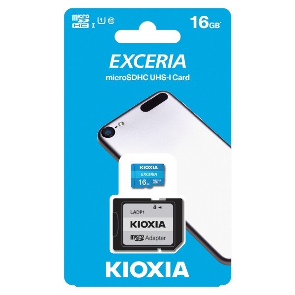 Kioxia Exceria 16GB Class 10 UHS-I MicroSDHC Card with SD Card Adapter