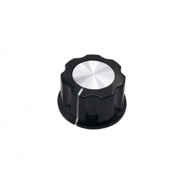 Potentiometer Knob Black-Silver Bakelite - 26.8mm - MF-A03