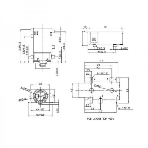 Audio Jack SMD - 3.5mm Female TRRS - PJ-342 - 14-17mm