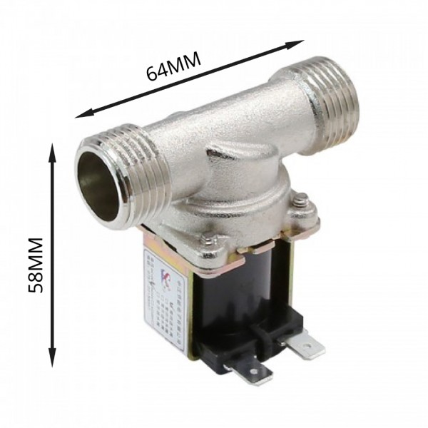 Solenoid Valve - Normally Closed - 12V DC - Nickel - G1/2
