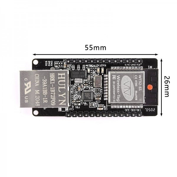 WT32-ETH01 ESP32 Ethernet Development Board - met Wi-Fi en Bluetooth - Headers Bovenkant