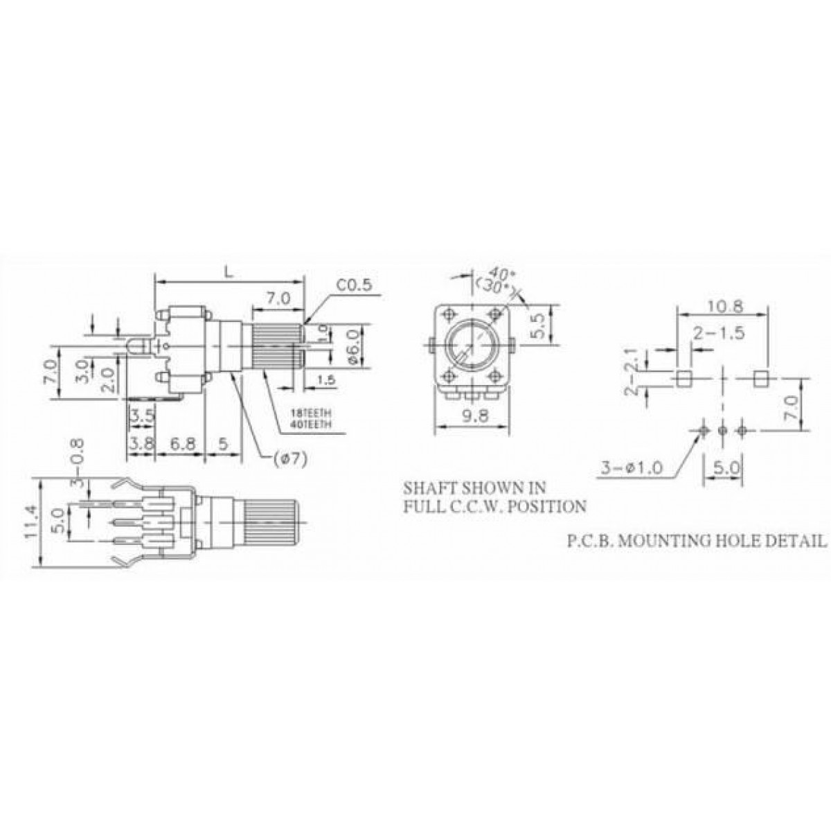 100kΩ Potentiometer Type RV09 1 Channel Linear RV09100K