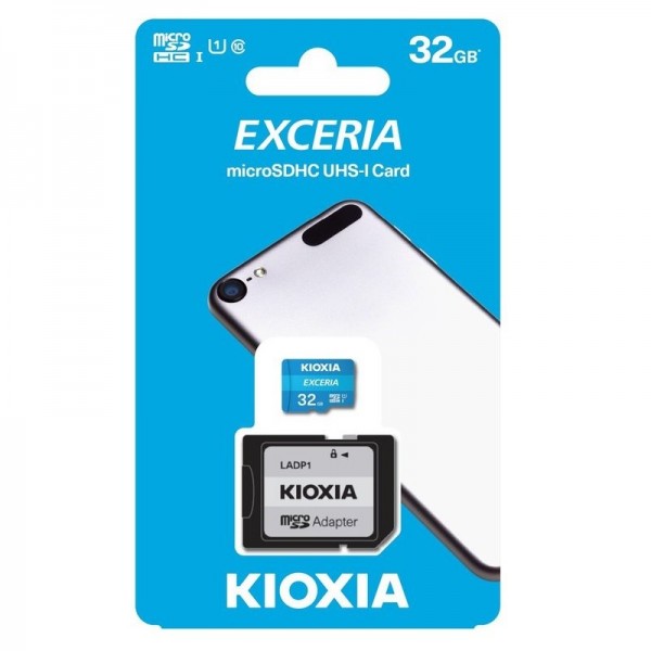 Kioxia Exceria 32GB Class 10 UHS-I MicroSDHC Kaart met SD-kaart Adapter