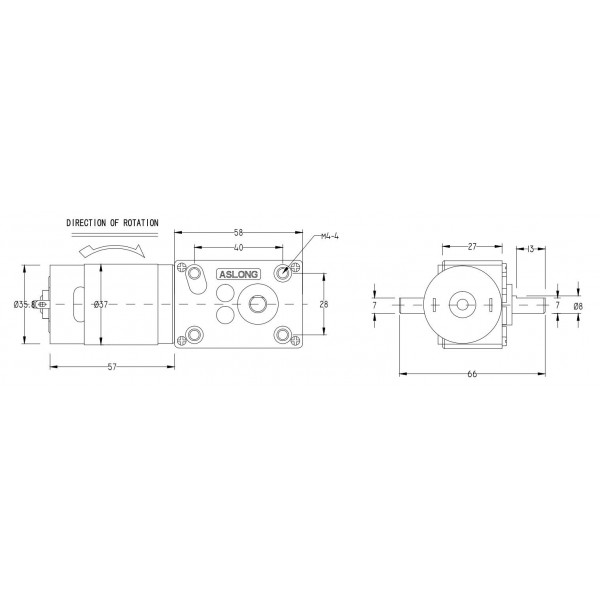 Aslong A58SW-555S DC Transmission Motor 24V - 156RPM