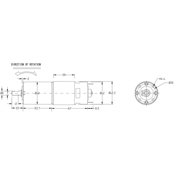 Aslong PG42-775 DC-Transmissiemotor 24V - 90RPM