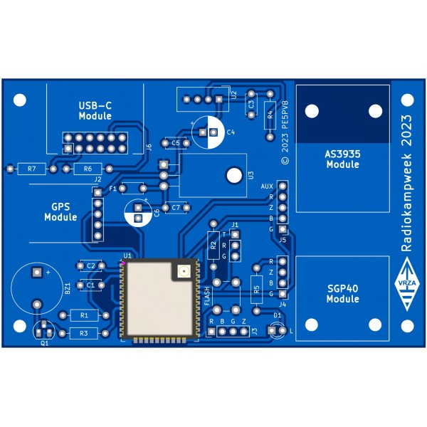 VRZA Radiokampweek Weather Station Kit 2023 PCB - With soldered ESP32-WROOM-32UE-N16 module