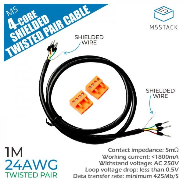 M5Stack 24AWG 4-Core Afgeschermde Kabel - 1m