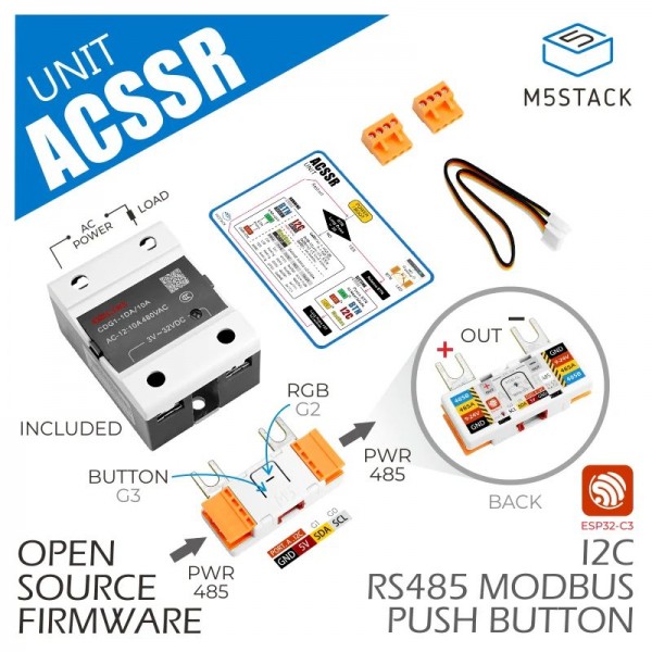 M5Stack AC SSR Unit - Solid State Relais - 1 Kanaal - 10A
