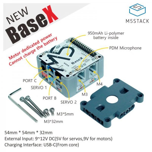 M5Stack BaseX - LEGO EV3 Motor Driver - for M5Core