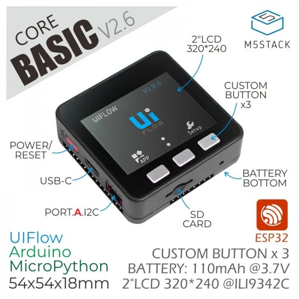 M5Stack M5Core Basic V2.6 - ESP32 Development Kit