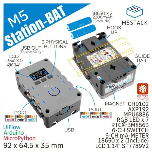 M5Stack M5Station-BAT - with Batteries - ESP32