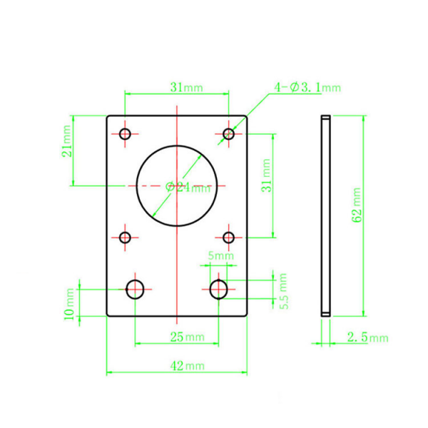 Bracket for Stepper Motor - 42mm - NEMA17 - Straight - Small