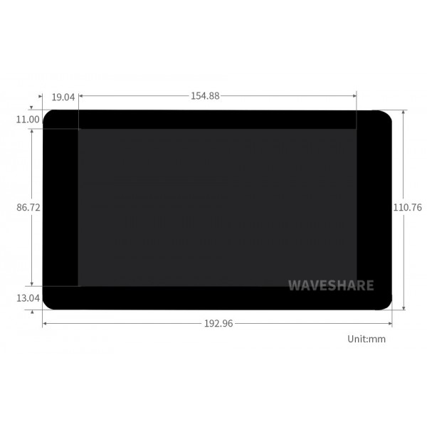 Waveshare 7 inch DSI TFT-LCD Display 1024*600 pixels with Touchscreen and Adhesive Strip for Raspberry Pi