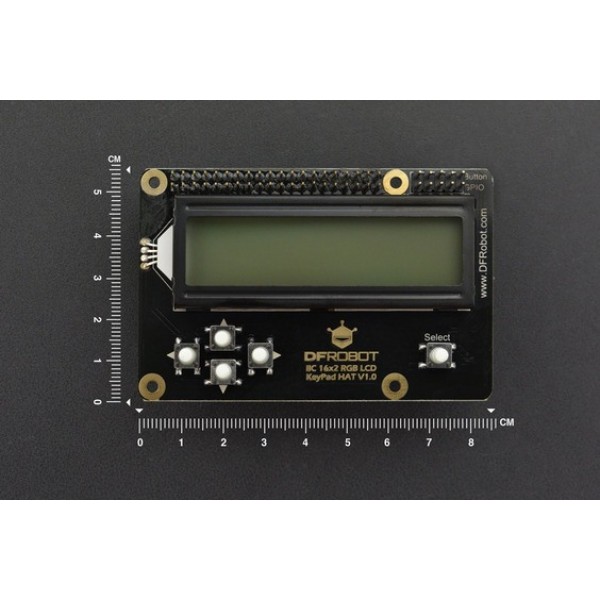 DFRobot I2C 16x2 RGB LCD Keypad HAT with RGB Backlight - for Raspberry Pi