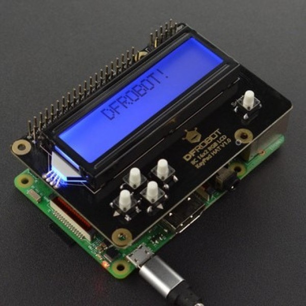 DFRobot I2C 16x2 RGB LCD Keypad HAT with RGB Backlight - for Raspberry Pi