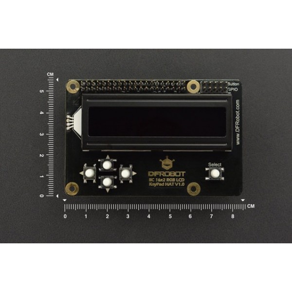 DFRobot I2C 16x2 RGB LCD Keypad HAT with RGB Font - for Raspberry Pi