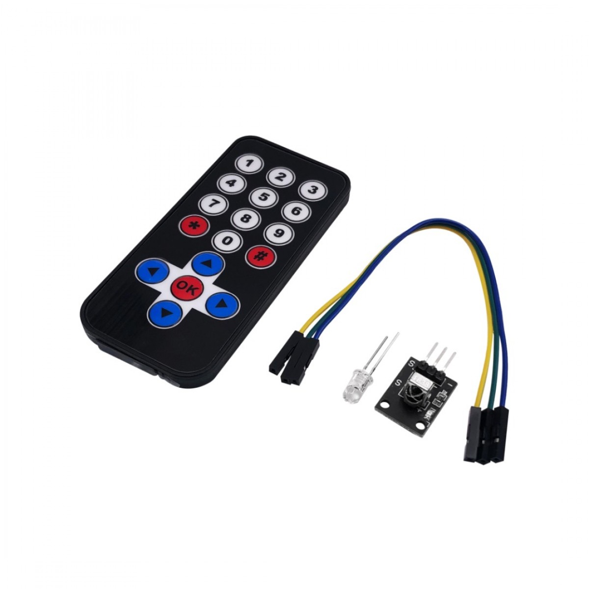 IR sensor module with remote and battery - With IR LED - IRREMOTEMODBLK
