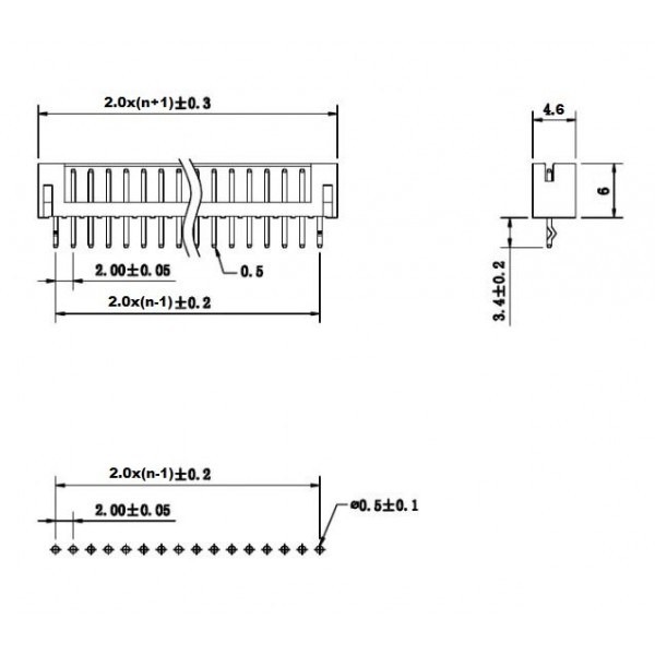 JST-PH 2p Compatible PCB Connector Male