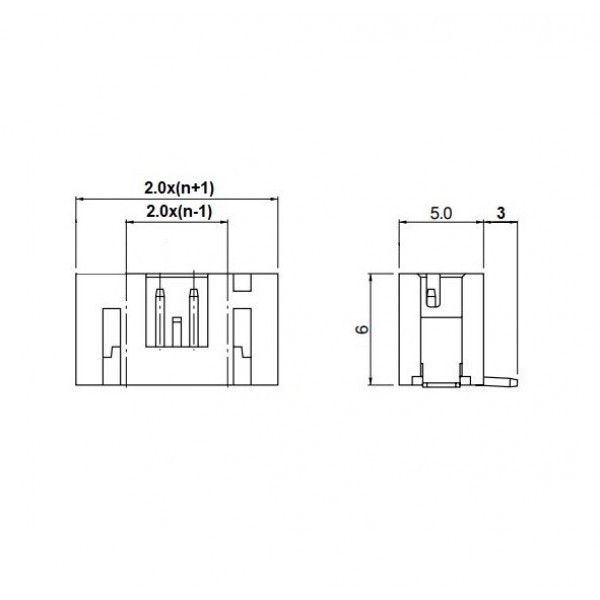 JST-PH 4p Compatible PCB Connector Male - 90°