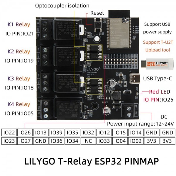 LilyGO TTGO T-Relay ESP32 - Development Board