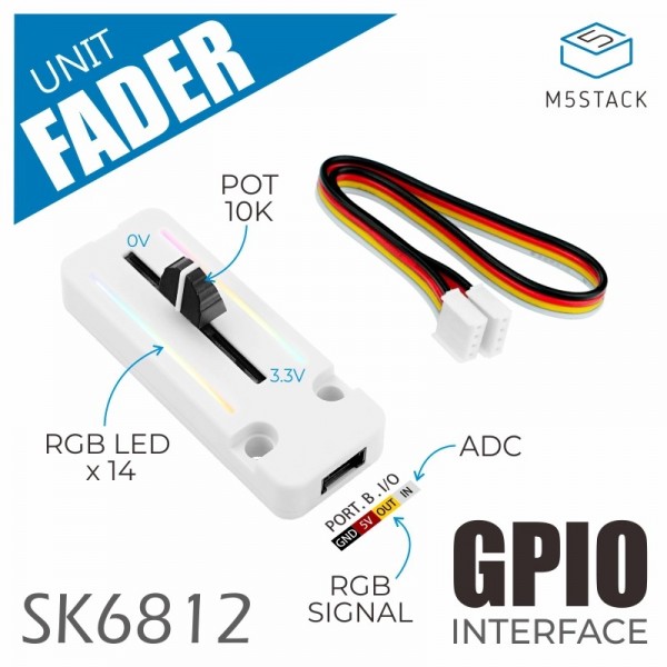 M5Stack Slide Potmeter Fader Unit met SK6812 LEDs