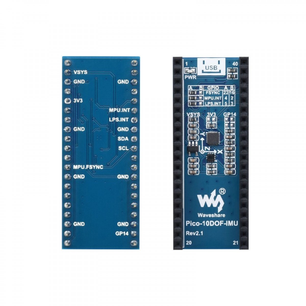 Mpu9250 Raspberry Pi Waveshare 10-DOF IMU Sensor Module voor Raspberry Pi Pico - MPU-9250 ...