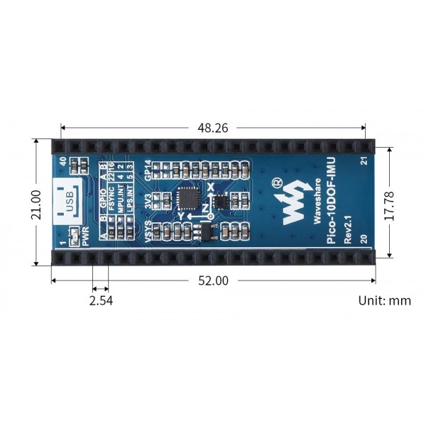 Waveshare 10-DOF IMU Sensor Module voor Raspberry Pi Pico - MPU-9250 - LPS22HB