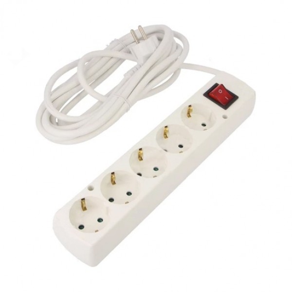 Power Strip 5 Outlets  - On-Off Switch - 5m
