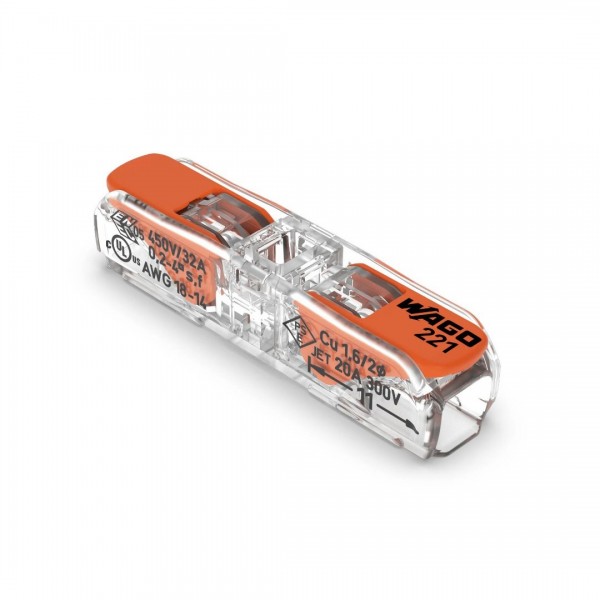 Wago Push-in Wire Connector - 2-way - Straight