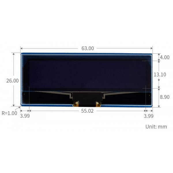 Waveshare 2.23 inch OLED Display 128*32 pixels - SPI - voor Raspberry Pi Pico