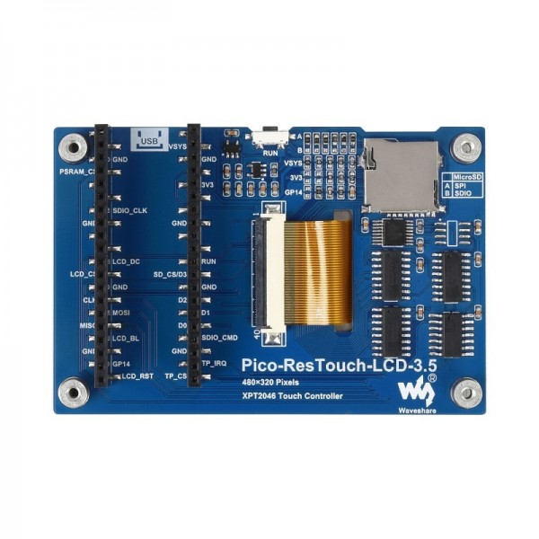 Waveshare 3.5 inch IPS-TFT-LCD Display 480*320 pixels - with Touchscreen - For Raspberry Pi Pico