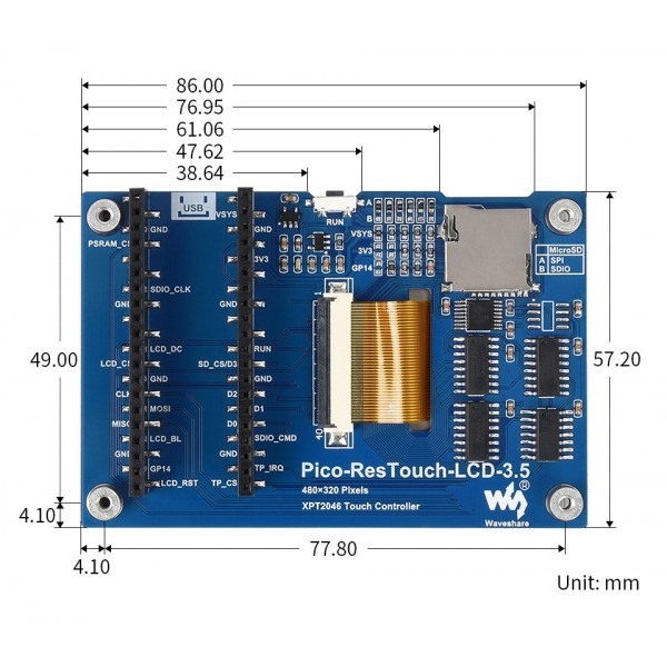 Amazon.co.jp: Waveshare 3.5インチ タッチスクリーン TFT LCD