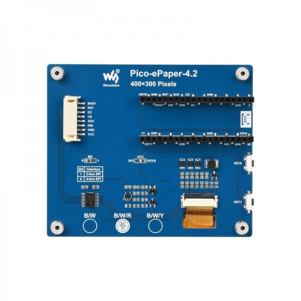 Waveshare 4.2 inch SPI E-Ink E-Paper Display (B) - 3 Colors - for Raspberry Pi Pico