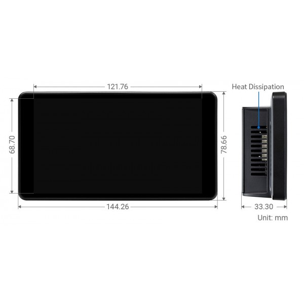 Waveshare 5.5 inch AMOLED Display 1920*1080 pixels met Touchscreen en Behuizing - voor Raspberry Pi