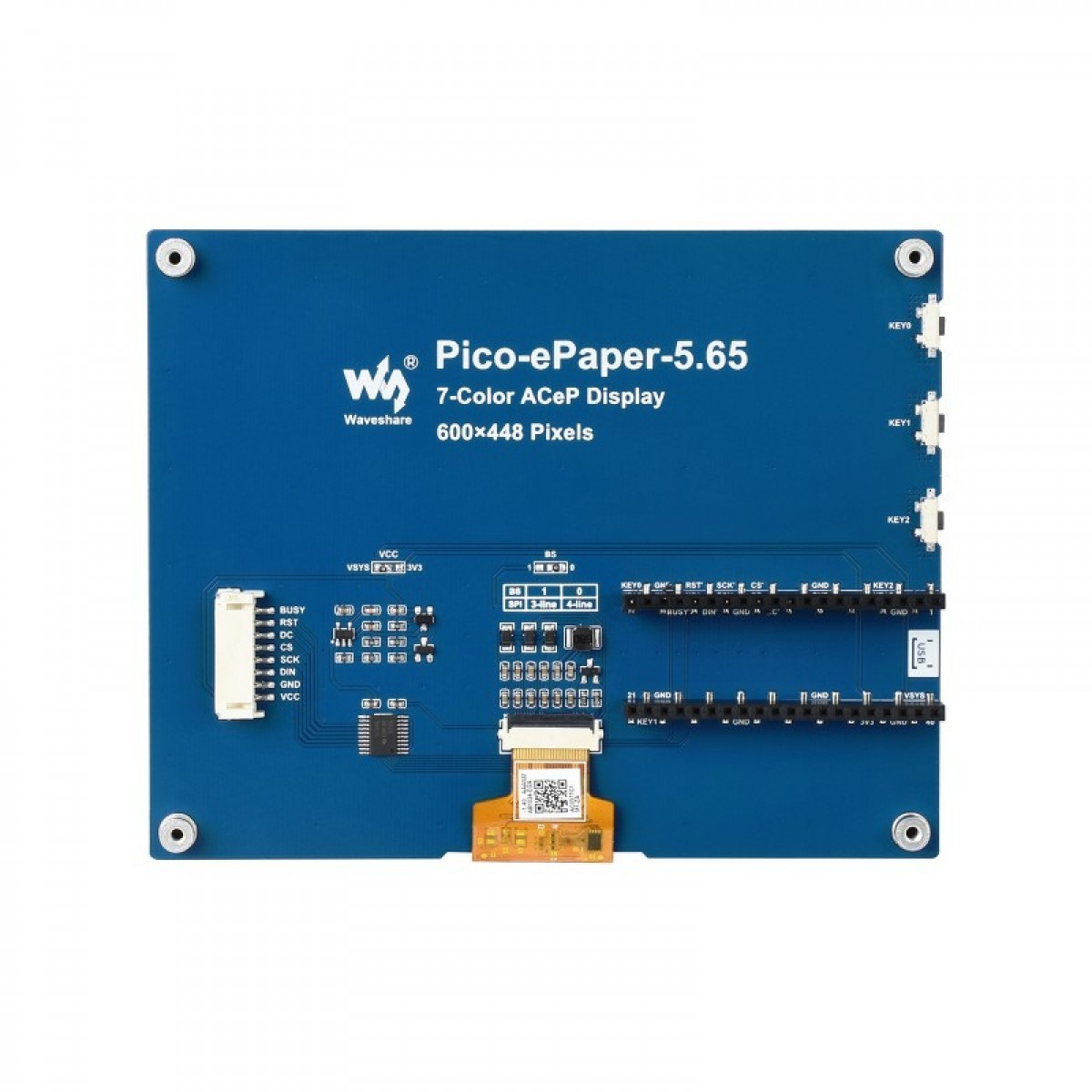 Waveshare 5.65 inch SPI E-Ink E-Paper Display - ACeP 7 Colors - for ...