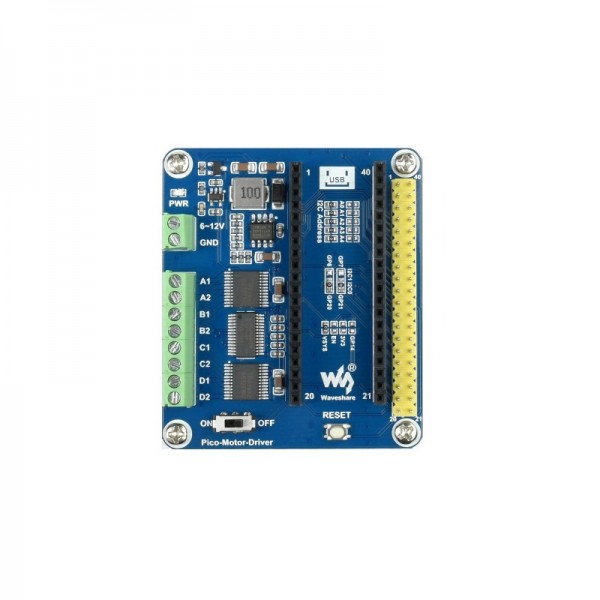 Waveshare DC Motor Driver Module for Raspberry Pi Pico - 4 Channels