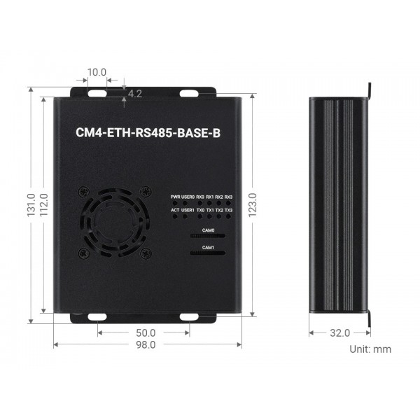 Waveshare RS485 en Dual Ethernet Module - voor Raspberry Pi CM4