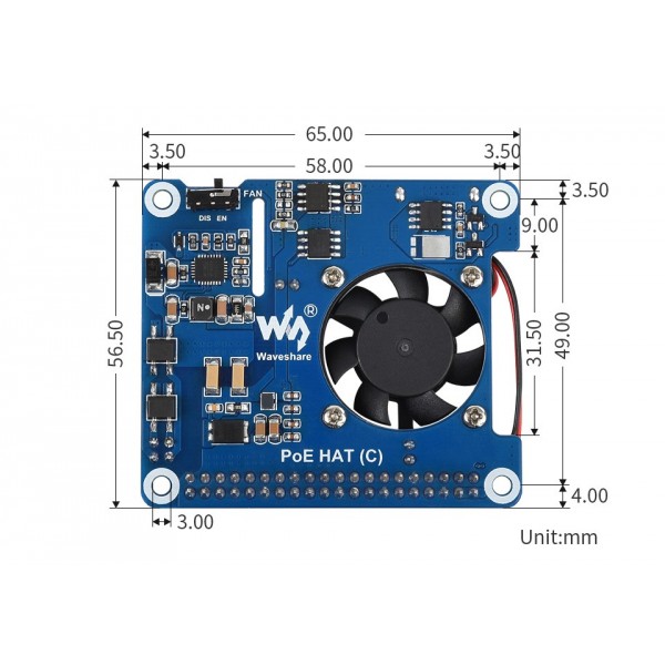Waveshare Power over Ethernet PoE HAT (C) - voor Raspberry Pi