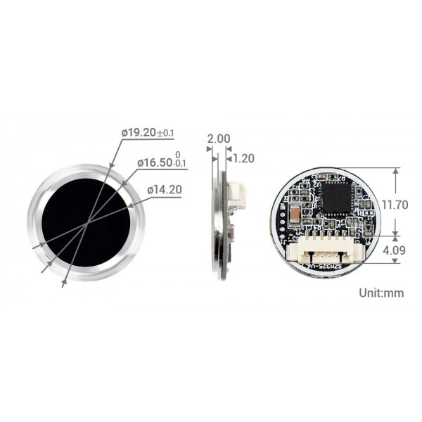 Waveshare Ronde Capacitieve Vingerafdruksensor