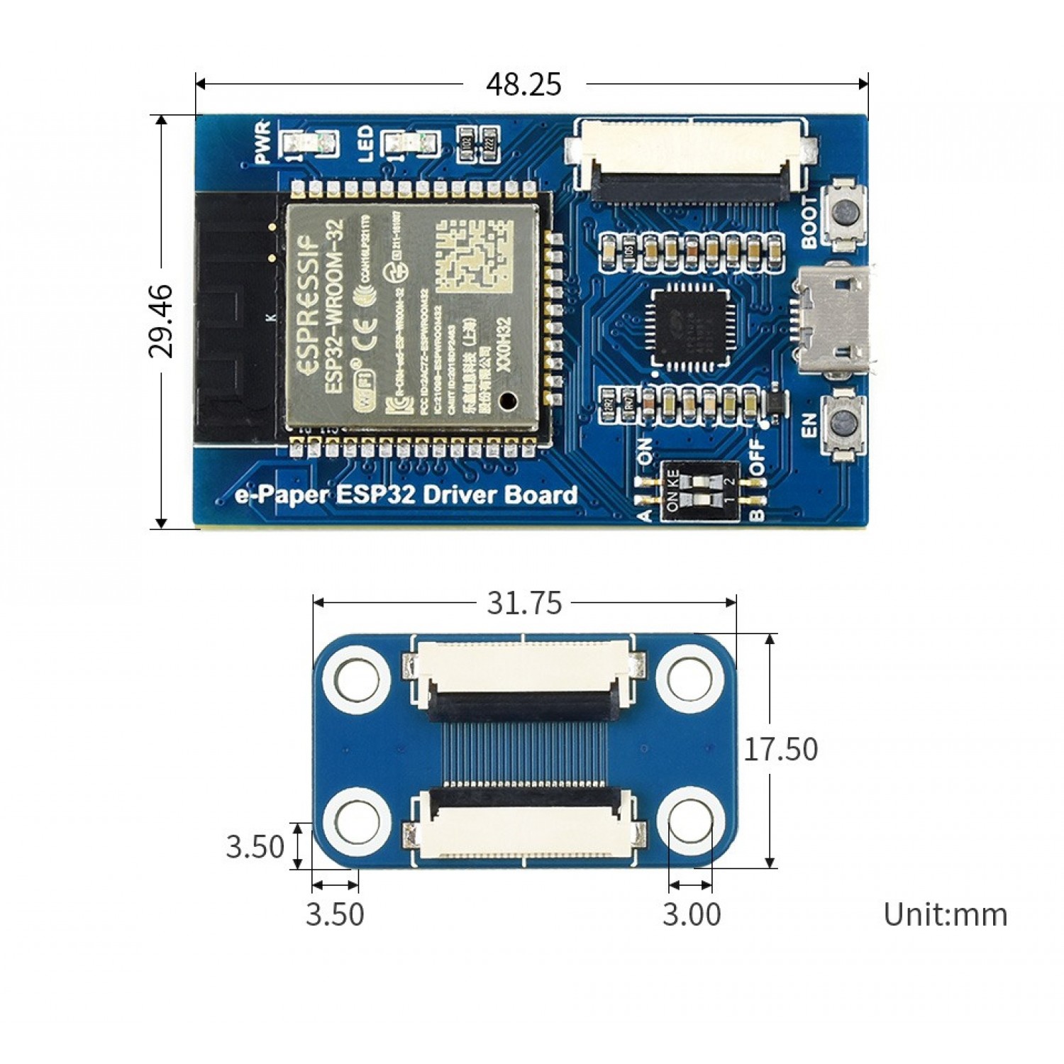 Waveshare Universeel e-Paper Raw Panel Driver Board - ESP32 - WS-15823