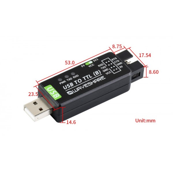 Waveshare Industriële TTL USB naar Serieel Converter - CH343G