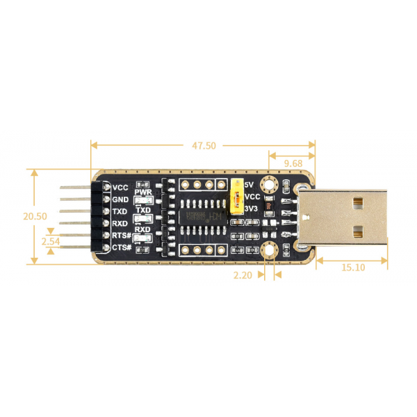 Waveshare CH343G TTL USB to Serial Converter - 3.3-5V