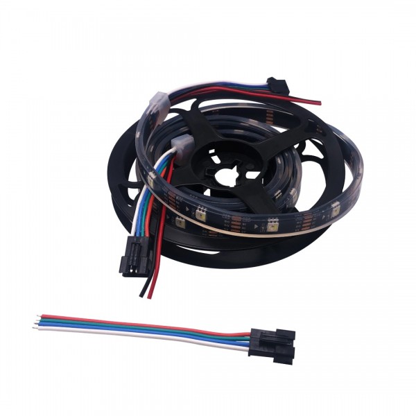 WorldSemi WS2813 Digital 5050 RGBW LED Strip - IP68 - Black - 30 LEDs 1m