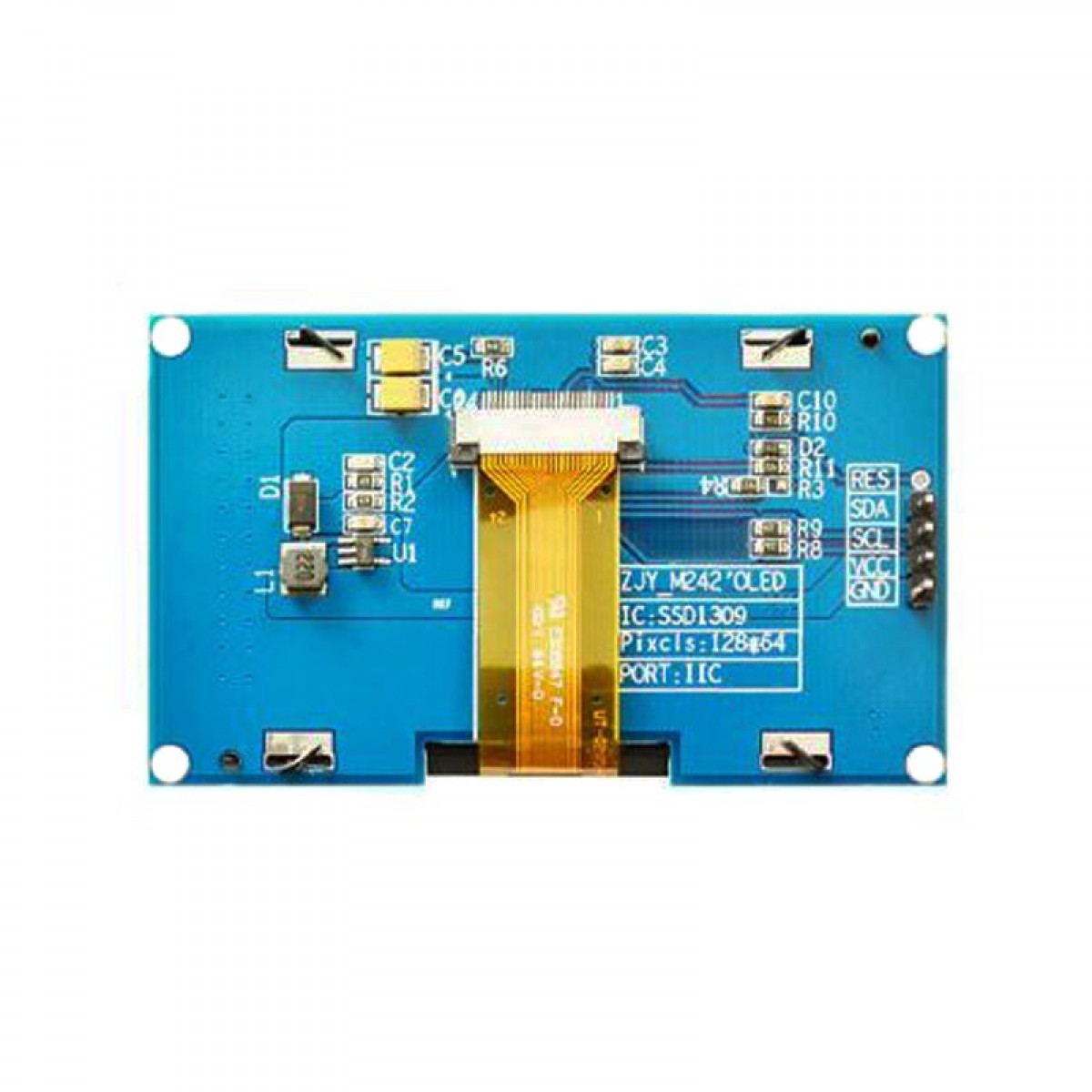 2.42 inch OLED Display 128*64 pixels - White - I2C - ZJY-2.42OLEDWHITE