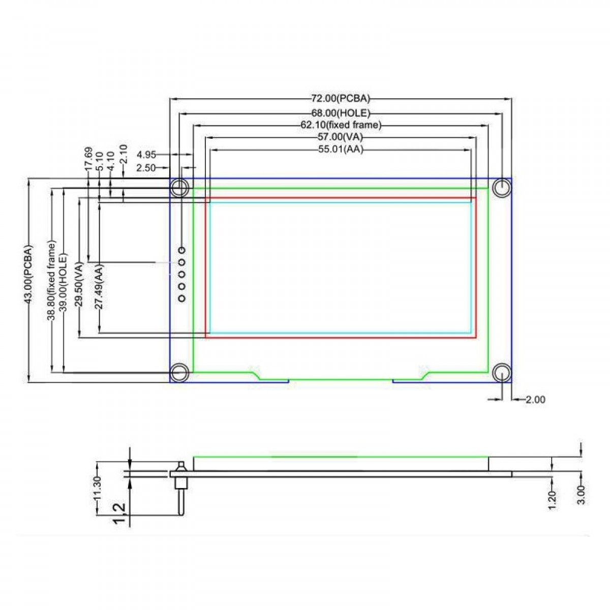 2.42 inch OLED Display 128*64 pixels - Wit - I2C - ZJY-2.42OLEDWHITE