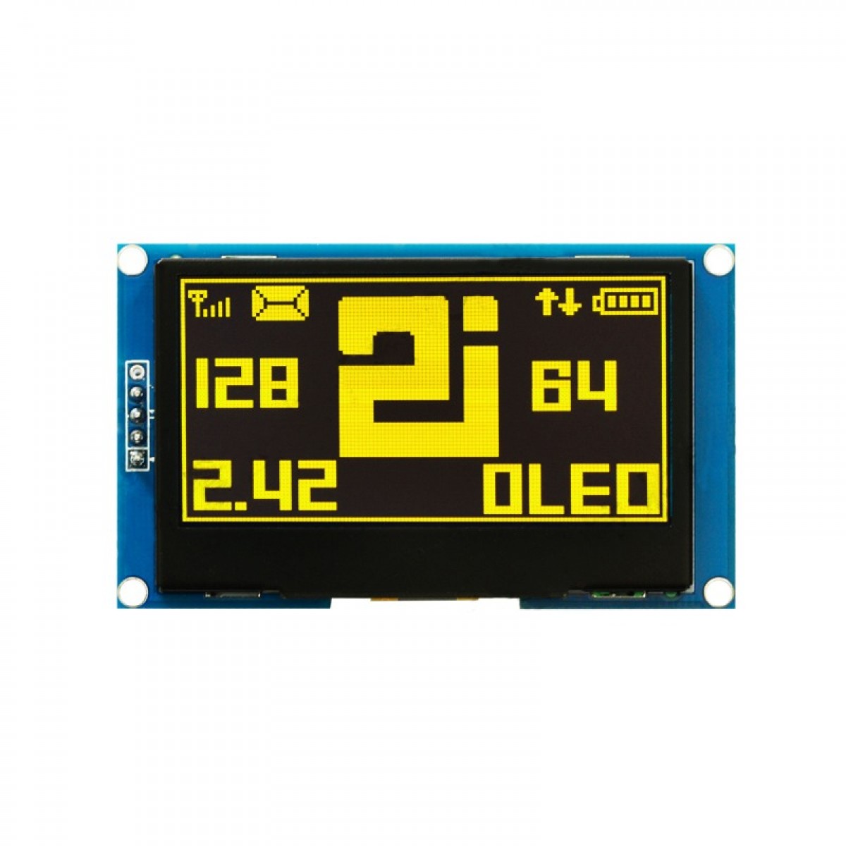 2.42 inch OLED Display 128*64 pixels - Yellow - I2C - ZJY-2.42OLEDYELLOW
