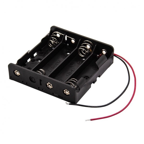 4x 18650 Battery Holder with Loose Wires - Button Top