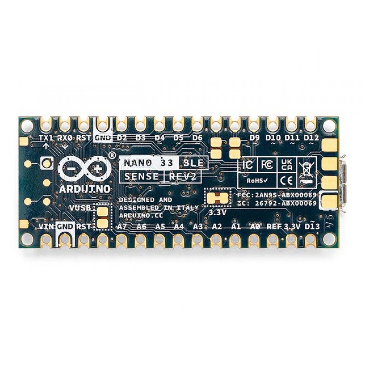 Arduino Nano 33 BLE Sense Rev2 - nRF52840 - Separate headers - ABX00069