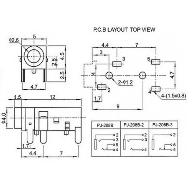 Audio Jack - 2.5mm Female TRS - PJ-208B